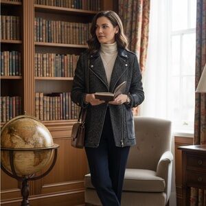 Maje Black Leather-Trimmed Jacket